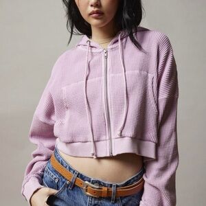 Urban Outfitters Size M Waffle Knit Purple Zip Up Hoodie
